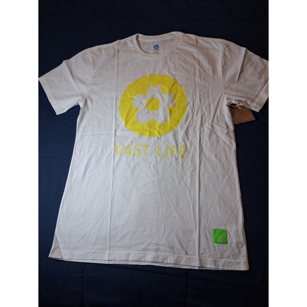 Vast Life Mens White Graphic T-Shirt Yellow Flower Logo B3648-White‎ L New